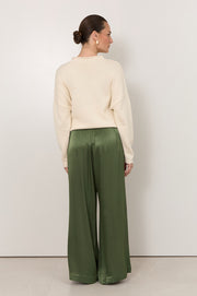 Asani Satin Wide Leg Pant (Olive)