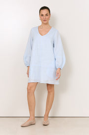 Delphine Linen Short Dress (Blue)