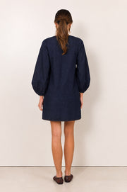 Delphine Lightweight Denim Short Dress (Denim)