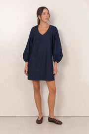 Delphine Lightweight Denim Short Dress (Denim)