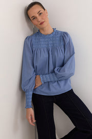 Valentina Shirred Top (Blue)