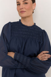 Valentina Shirred Top (Navy)