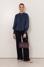 Valentina Shirred Top (Navy)