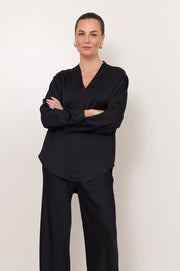 Sacha Long Sleeve Top (Black)