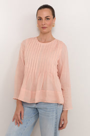 Camille Long Sleeve Pleated Top (Blush)