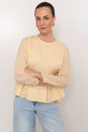 Camille Long Sleeve Pleated Top (Butter Yellow)