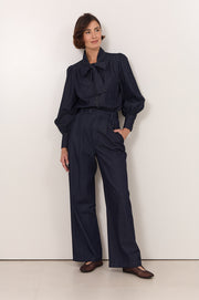 Karmine Pleated Lightweight Denim Pant (Denim)