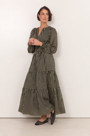 Eliana Long Sleeve Stripe Maxi Dress (Stripe)