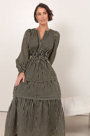 Eliana Long Sleeve Stripe Maxi Dress (Stripe)