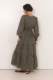 Eliana Long Sleeve Stripe Maxi Dress (Stripe)