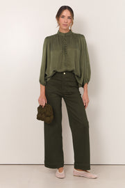Rosalie Patch Pocket Denim Pant (Khaki)