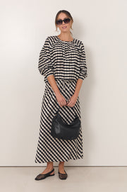 Yasmine Raglan Sleeve Gingham Top (Print)