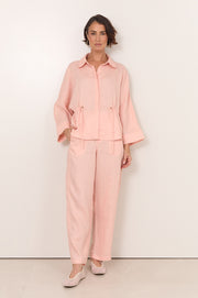 Hollis Linen Barrel Leg Pant (Salmon)