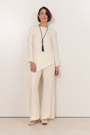 Othello Cupro Wide Leg Pant (Cream)