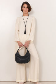 Othello Cupro Wide Leg Pant (Cream)