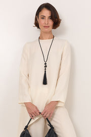 Emerson Long Tassel Necklace (Black)