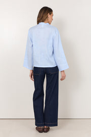 Luka Lightweight Linen Top (Blue)