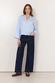 Luka Lightweight Linen Top (Blue)