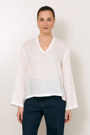Luka Lightweight Linen Top (White)