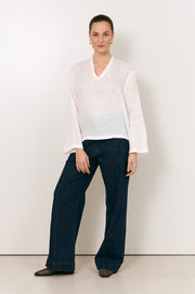 Luka Lightweight Linen Top (White)