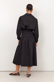 Prue Pleated Poplin Skirt (Black)
