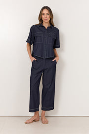 Lyndon Cropped Lightweight Denim Pant (Denim)