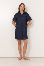 Erin Lightweight Denim Shirt Dress (Denim)