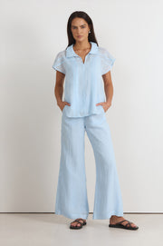 Maryn Pleated Top (Blue)
