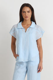 Maryn Pleated Top (Blue)