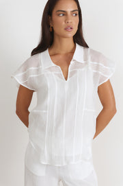 Maryn Pleated Top (White)