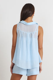 Tanner Pleated Top (Blue)