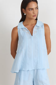Tanner Pleated Top (Blue)