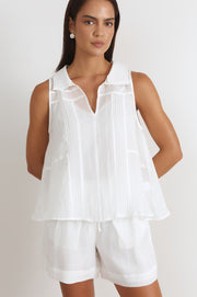 Tanner Pleated Top (White)