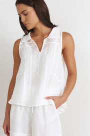 Tanner Pleated Top (White)
