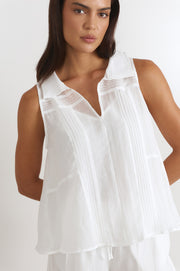 Tanner Pleated Top (White)