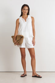 Tanner Pleated Top (White)