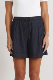Jude Pleated Lightweight Denim Short (Denim)