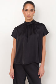 Iris Dolman Short Sleeve Top (Black)
