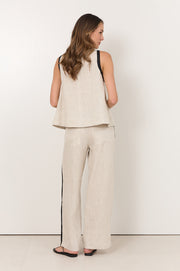 Amira Linen Sleeveless Top (Natural)