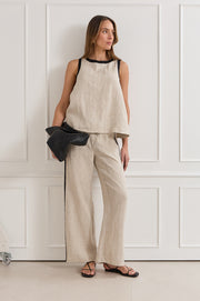 Amira Linen Sleeveless Top (Natural)
