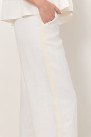 Agatha Linen Cropped Pant (White)