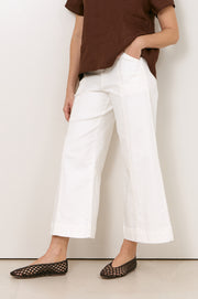 Adele Wide Leg Cropped Jean (White)