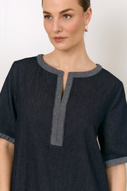 Sara Lightweight Denim Short Dress (Denim)