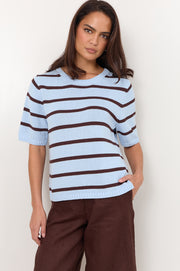 Kai Stripe Knit Top (Blue/Chocolate)