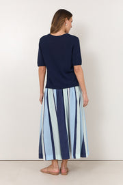 Briar Shirred Waist Maxi Skirt (Stripe)