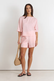 Meeka Linen Top (Pink)