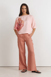 Easton Side Split Linen Pant (Spice)