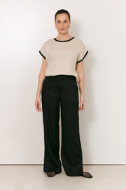 Easton Side Split Linen Pant (Black)