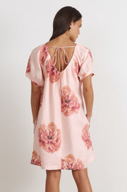 Rosemary V Neck Linen Dress (Piccadilly Print)