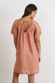 Rosemary V Neck Linen Dress (Spice)
